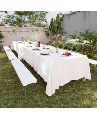 2PCS 6 ft Plastic Folding Bench w/ 1320 LBS Capacity Handle & Lock For Outdoor