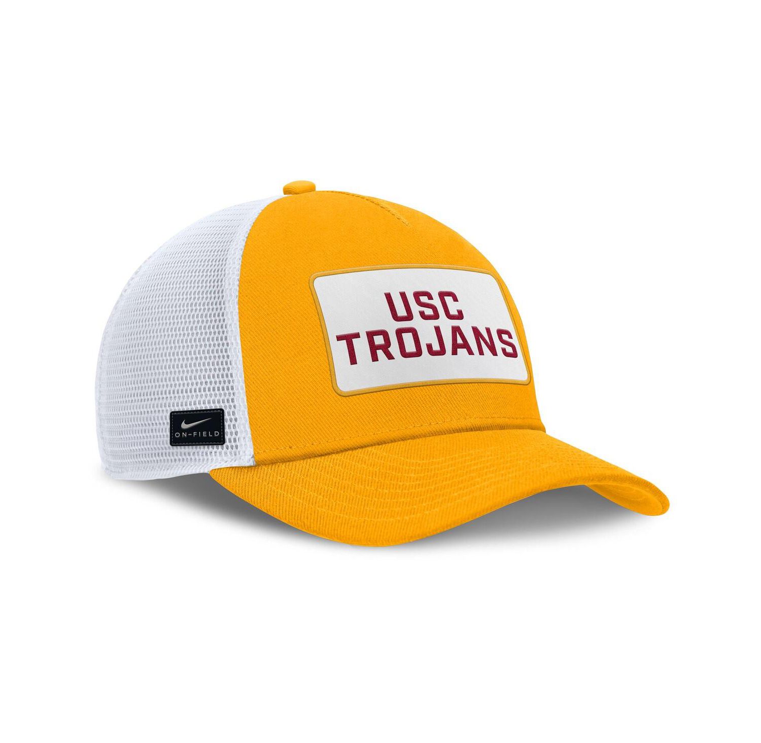 Men's Gold/White USC Trojans 2025 On-Field Rise Patch Trucker Adjustable Hat
