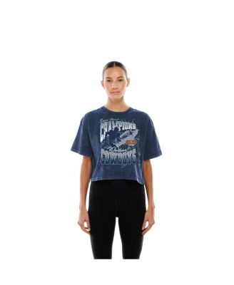 New Era - Women's Navy Dallas Cowboys Cropped Boxy Sport Classics Mineral Wash T-Shirt