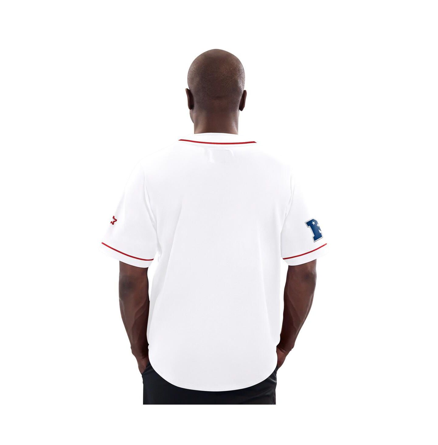Мужской топ Starter White Houston Oilers Relay Vintage Full-Button Baseball Jersey — фото 2