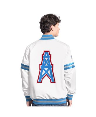 Men's White Houston Oilers Vintage Scout Full-Snap Varsity Jacket