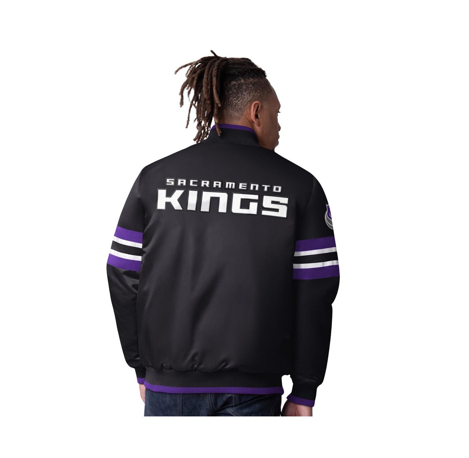 Men's Black Sacramento Kings Scout Varsity Satin Full-Snap Jacket