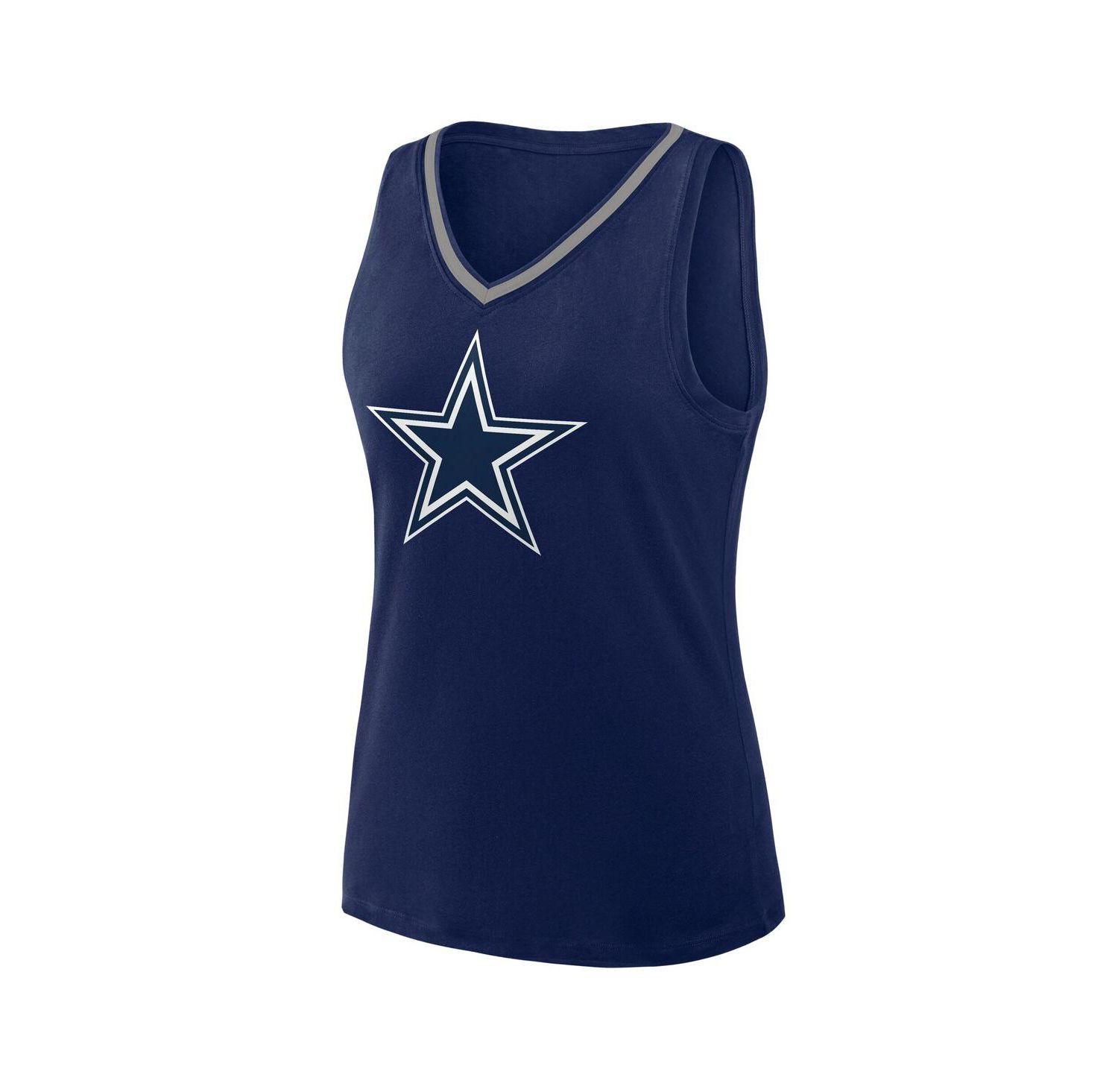 Women's Navy Dallas Cowboys Stellar Win V-Neck Tank Top