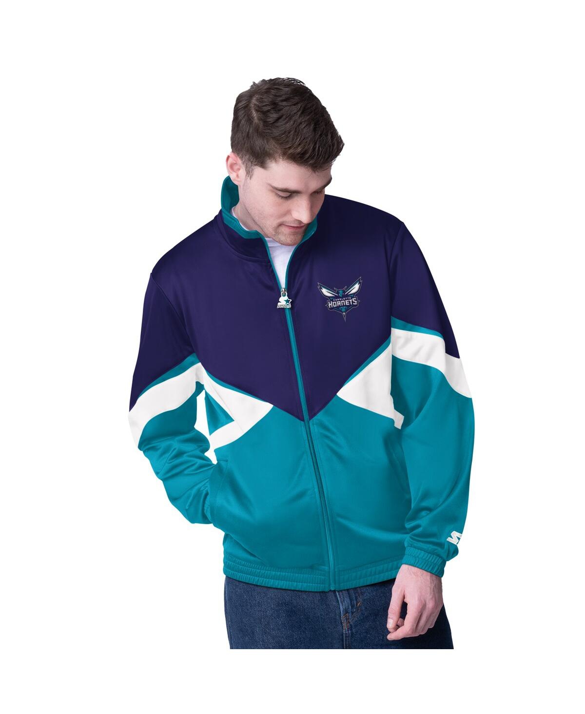Men's Purple Charlotte Hornets Rush Applique Full-Zip Track Jacket - Purple