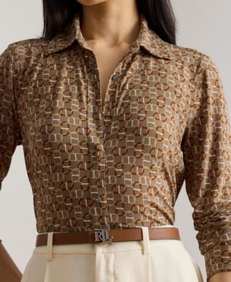Women's Slim-Fit Geo-Print Jersey Shirt 