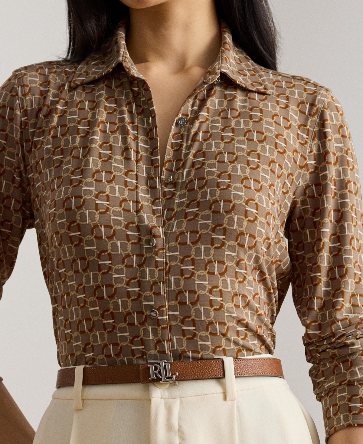 Ralph Lauren Slim Fit Geo-print Jersey Shirt In Multi