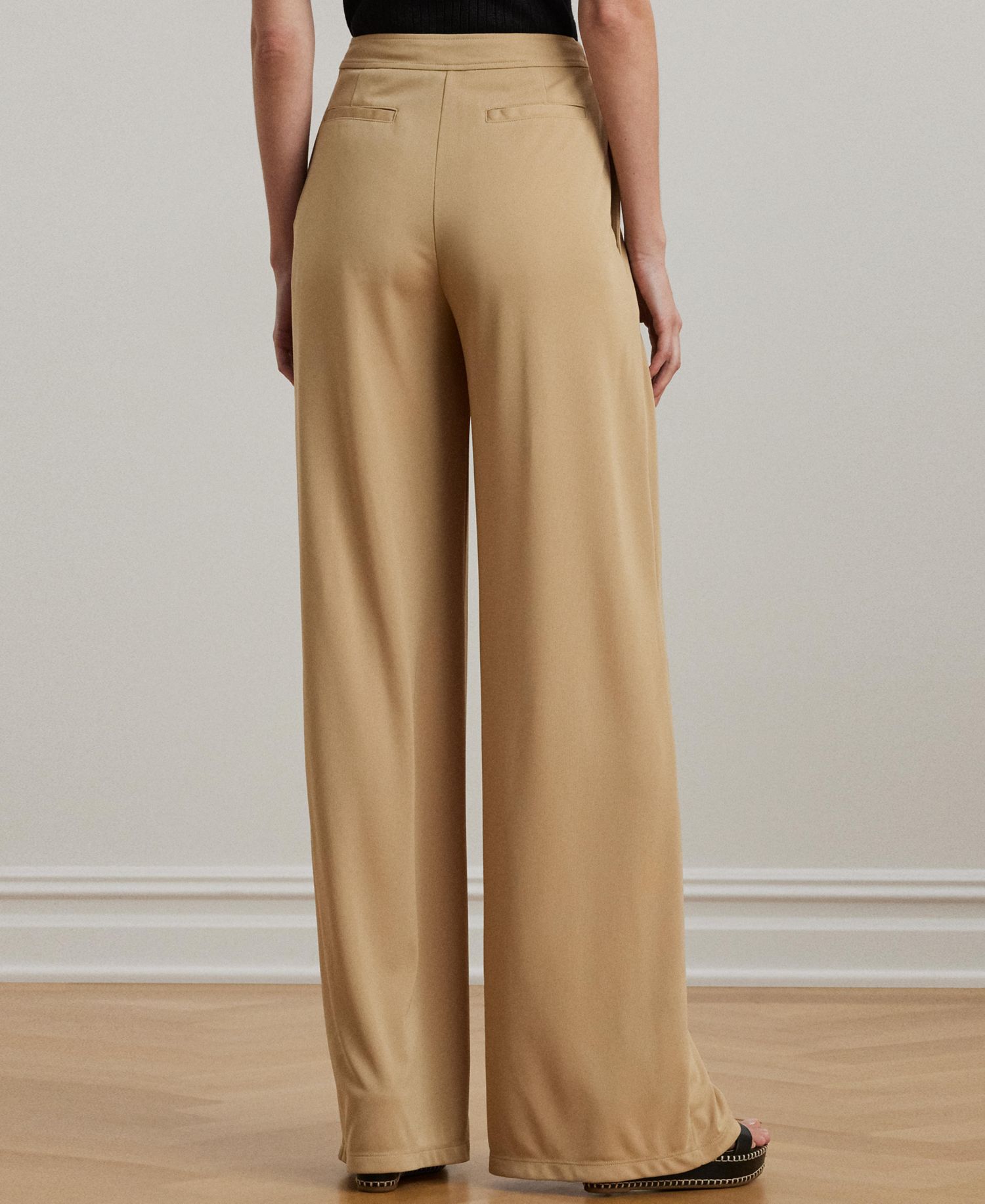 Women's Pleated Stretch Jersey Wide-Leg Pants