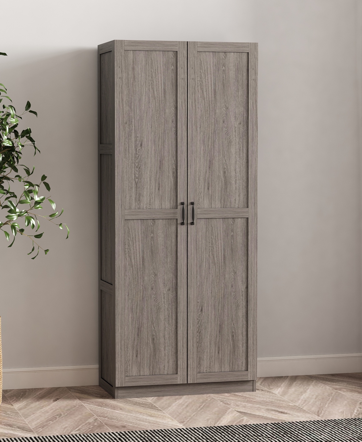 Manhattan Comfort 29.61" Cornelia Wood 4-shelf Storage Closet In Gray