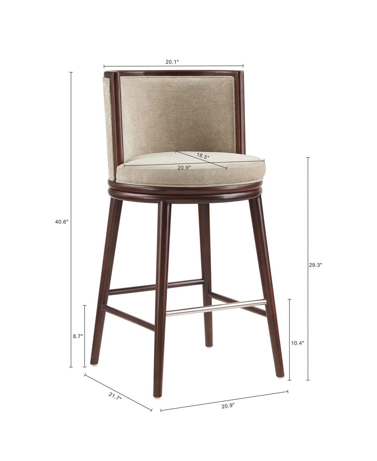 Manhattan Comfort 40" Evalyn Chenille Upholstered Barstool In Brown