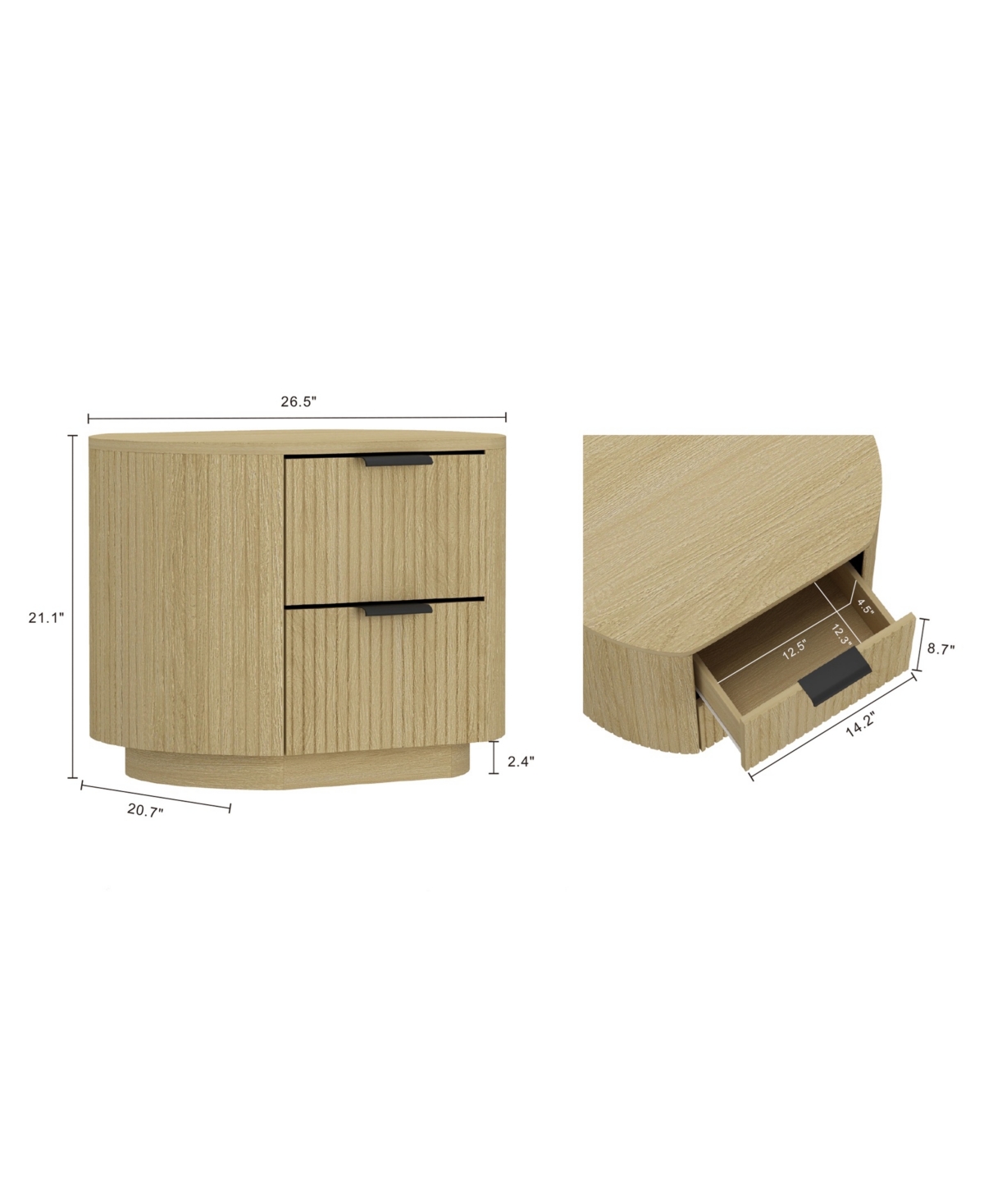 Manhattan Comfort 26.5" Olivia Wood 2-drawer Nightstand In Multi