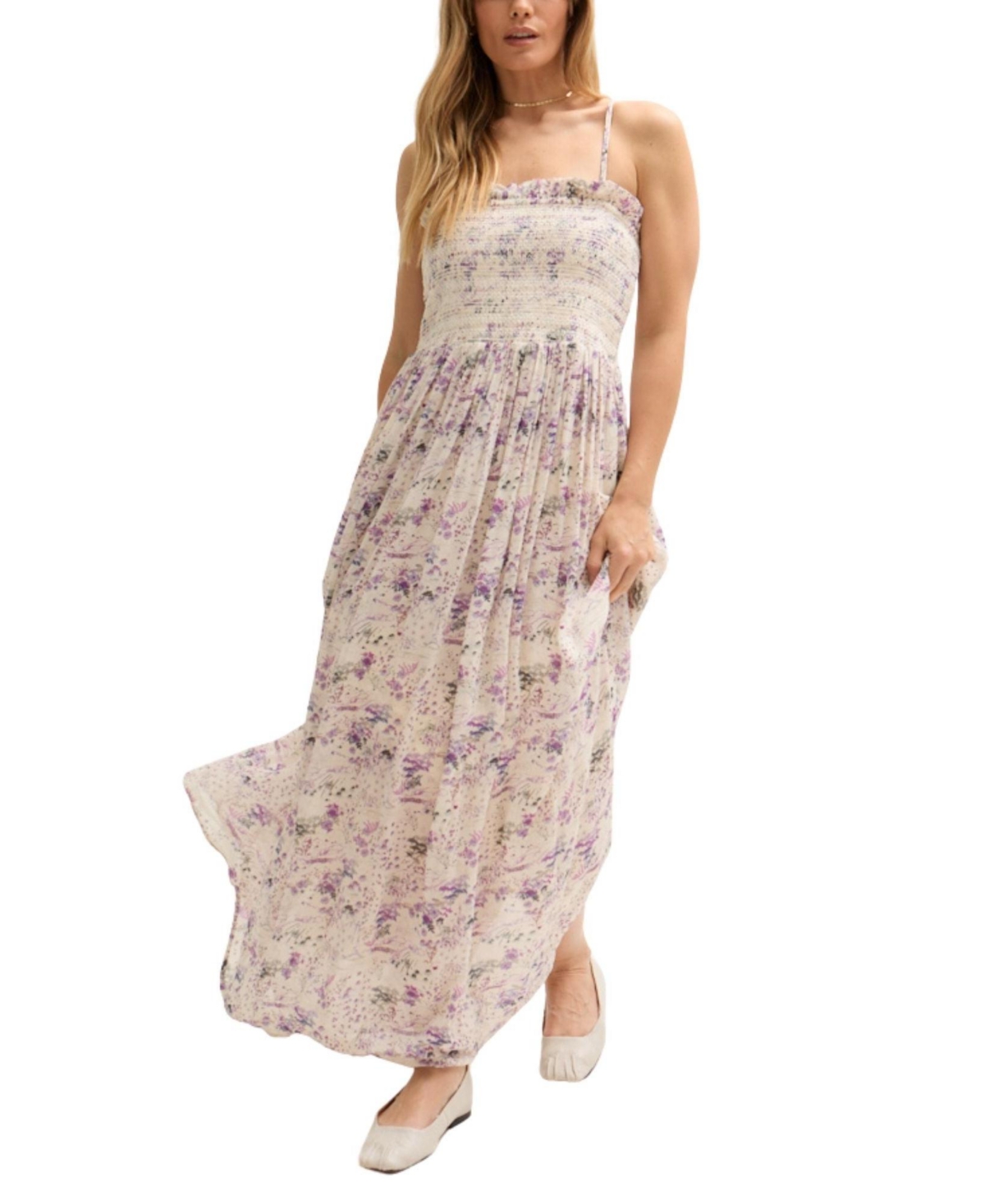 Women's Annie Smocked Print Maxi Dress - Purple