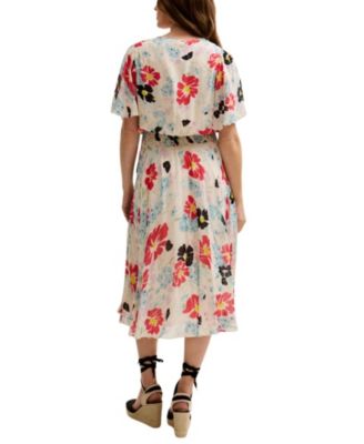 Women's Galaxy Cowl Neck Poppy Print Midi Dress