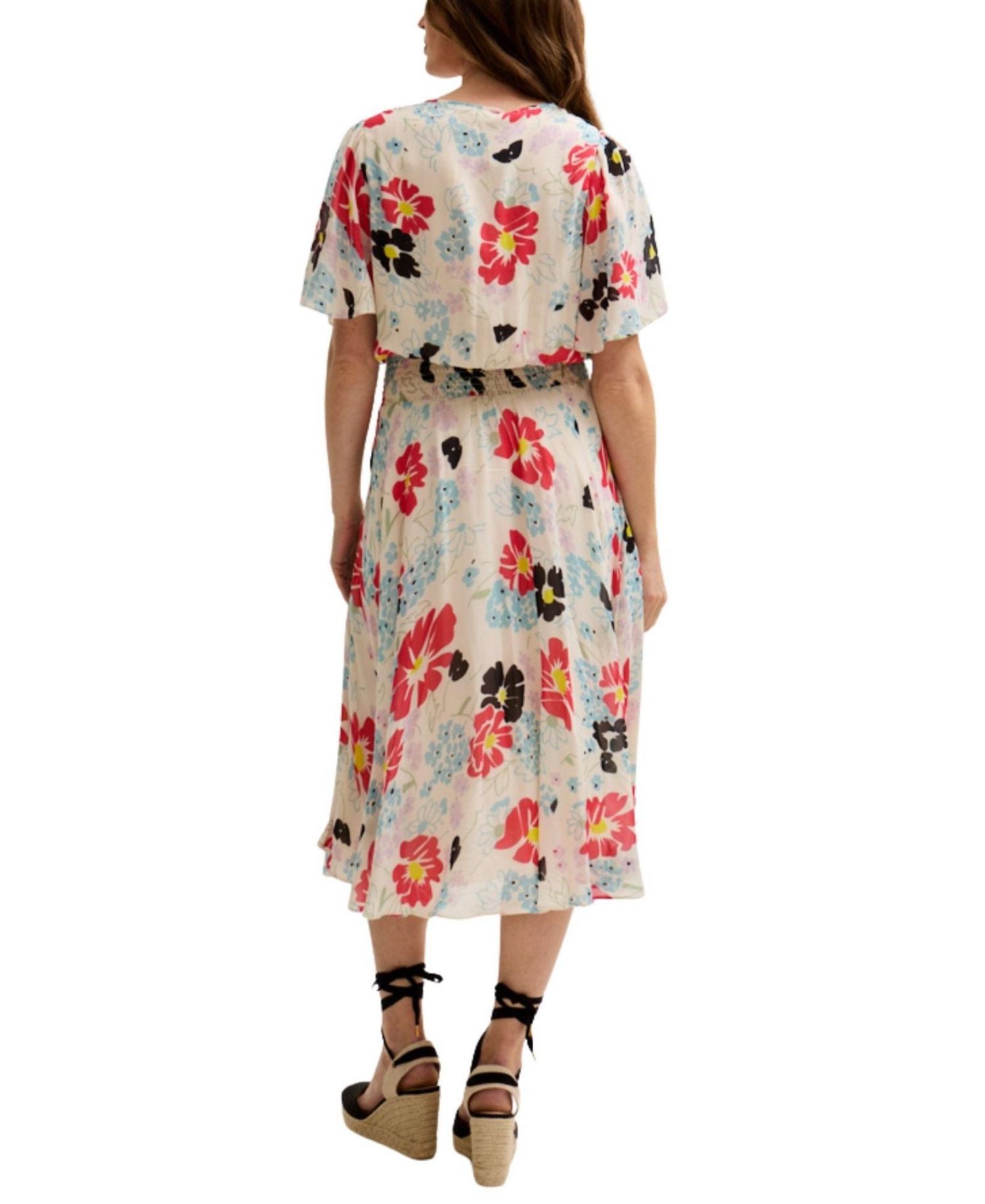 Women's Galaxy Cowl Neck Poppy Print Midi Dress