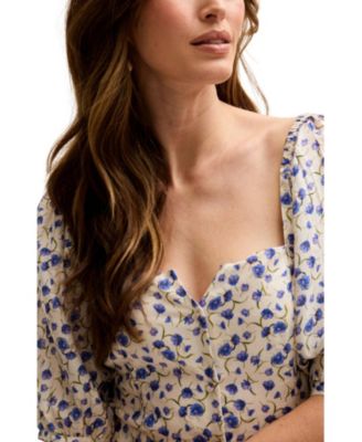 Women's April Button Front Floral Print Midi Dress