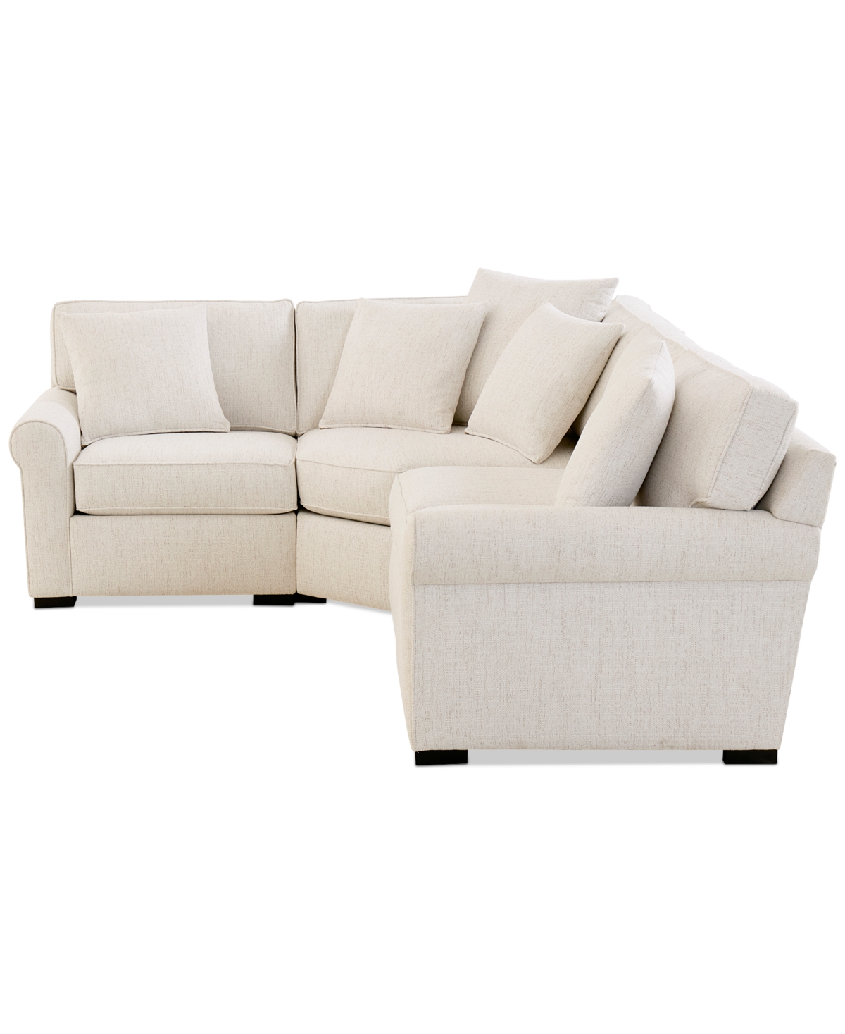 Macy's Radley Roll Arm 115" 4-pc. Fabric L Sectional With Wedge, Exclusively At  In Brown