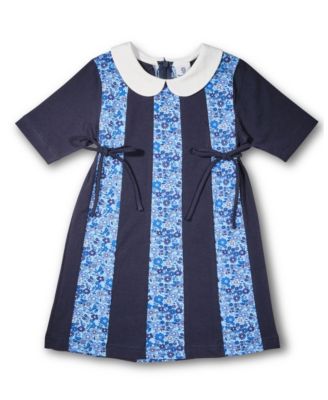 Little Girls Floral Print Knit Colorblock Dress