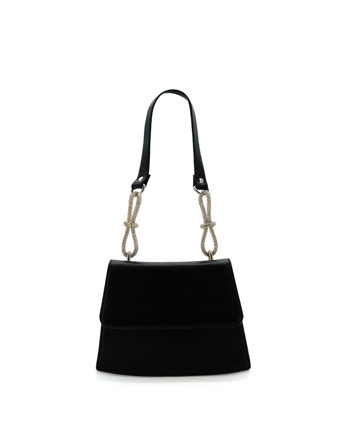 Bria Rhinestone Handle Shoulder Bag - Black