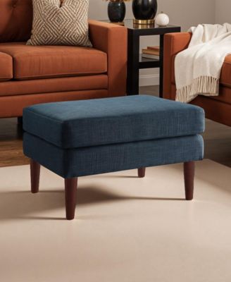 27" Faux Linen Marlow Mid Century Ottoman