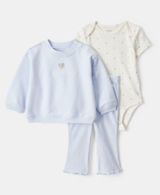 Carter's - Baby Girls Heart-Print Bodysuit, Pullover Top & Flare Pants Set, 3 Piece Set