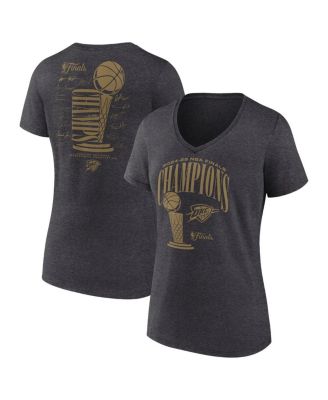Fanatics - Women's Heather Charcoal Oklahoma City Thunder 2025 NBA Finals Champions Double Dribble V-Neck T-Shirt