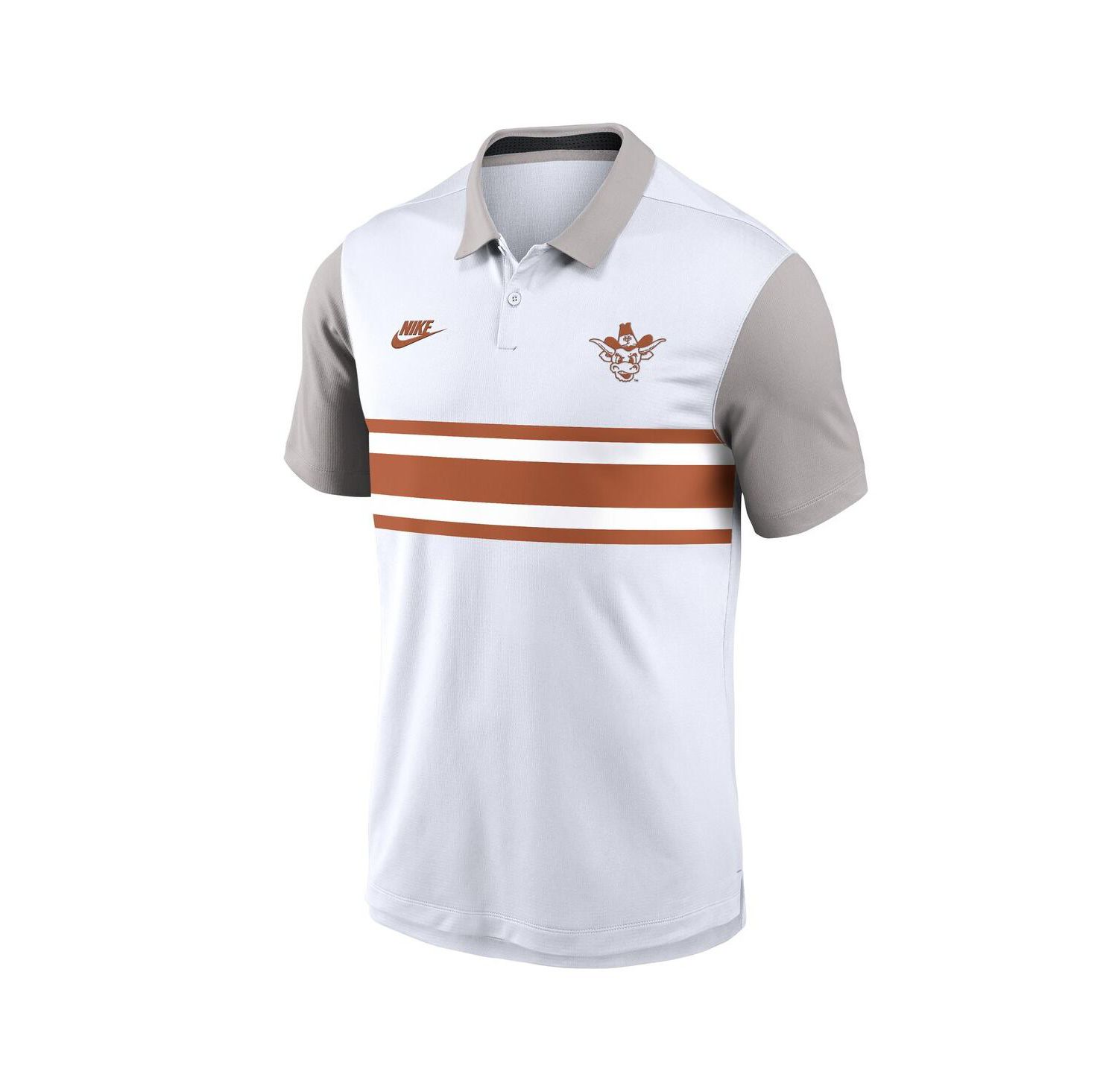 Men's White/Gray Texas Longhorns Athletic Prep Legacy Logo Vapor Performance Polo Shirt