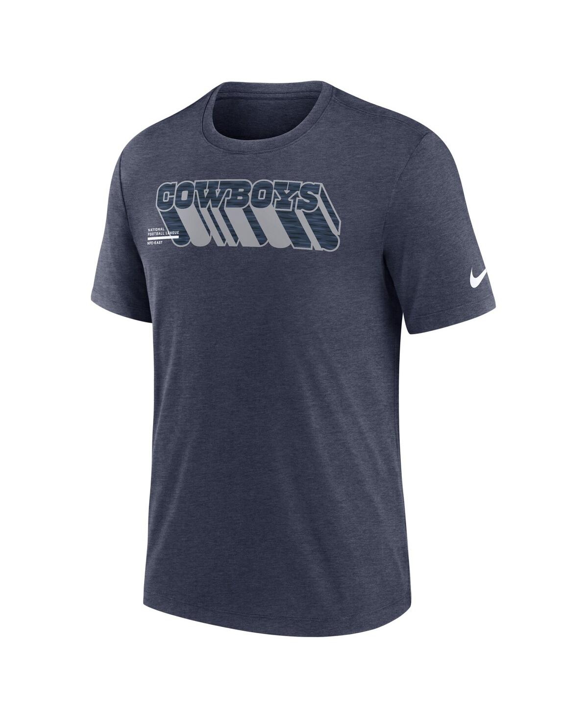 Nike Heather Navy Dallas Cowboys Long Pass Tri-blend T-shirt In Blue