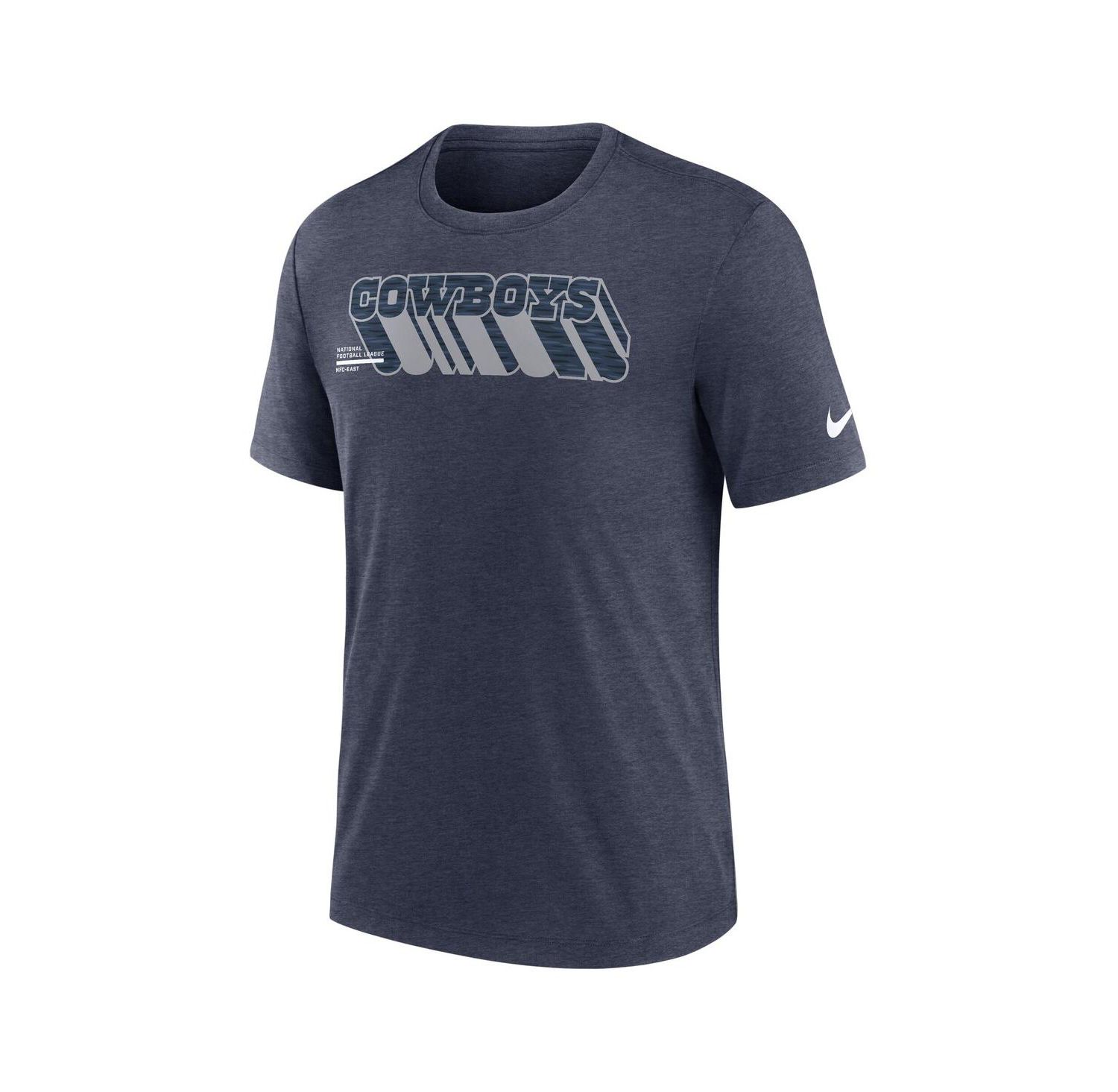 Men's Heather Navy Dallas Cowboys Long Pass Tri-Blend T-Shirt