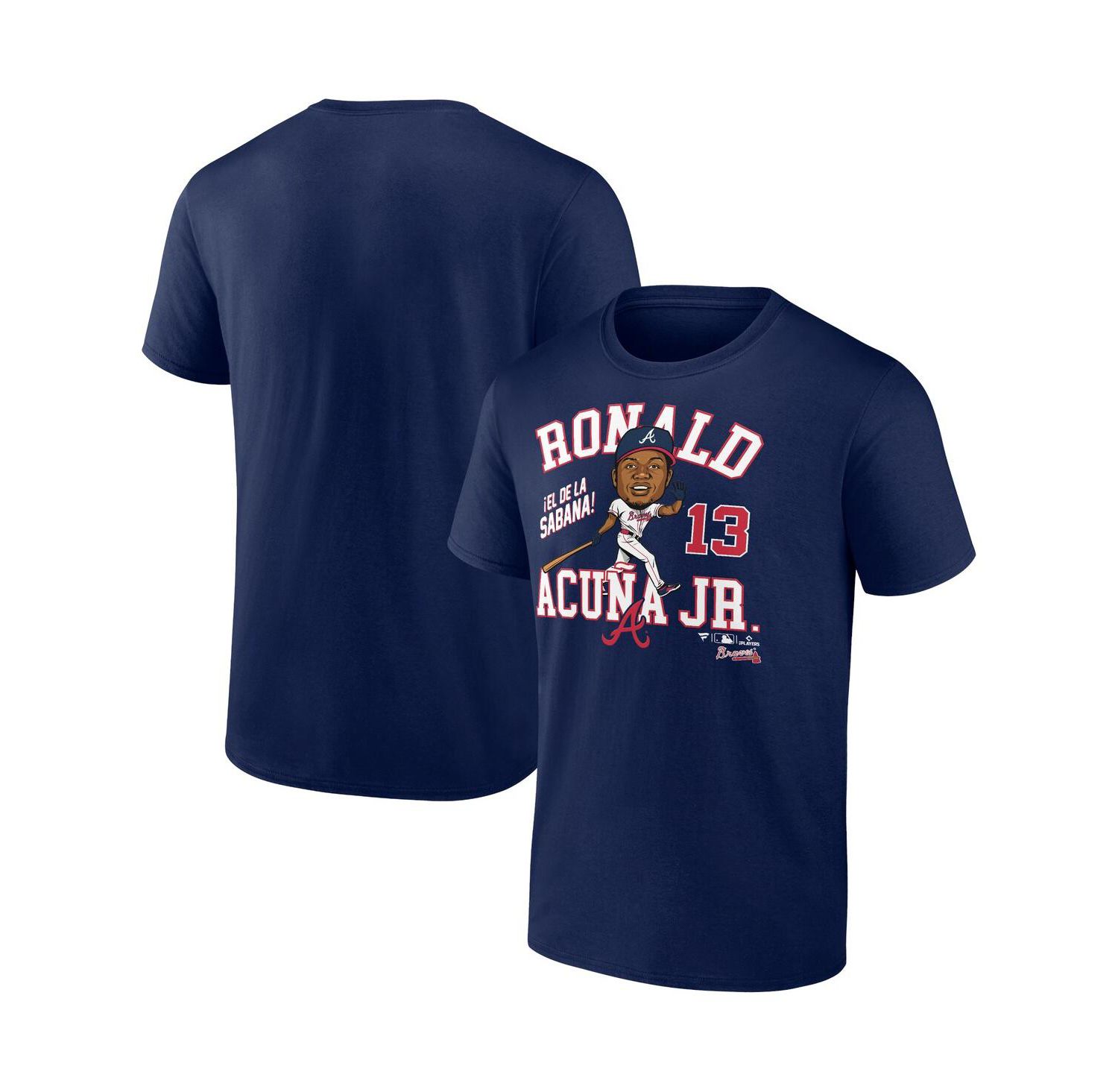 Men's Ronald Acu&ntilde;a Jr. Navy Atlanta Braves Hometown Caricature T-Shirt