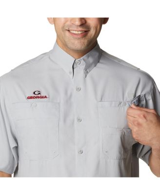 Men's Gray Georgia Bulldogs Big Tall Collegiate Tamiami Omni-Shade Full-Button Shirt