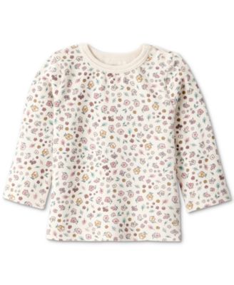 Baby Girls Floral-Print Top, Denim Jumper & Footed Tights, 3 Piece Set 