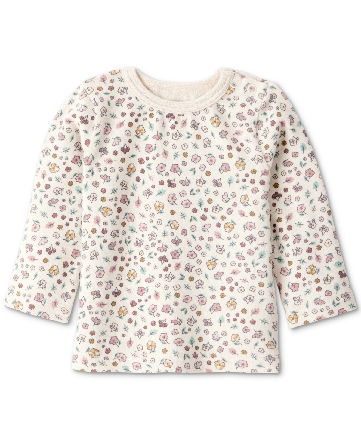 Carter's Baby Girls Floral-print Top, Denim Jumper & Footed Tights, 3 Piece Set In Blue
