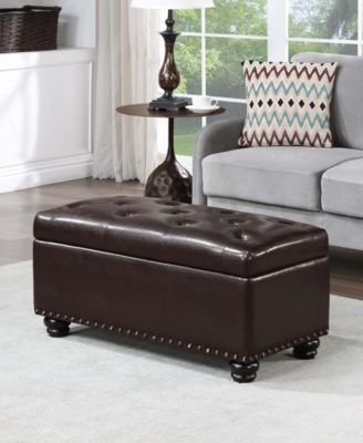 35.5" Faux Leather 7th Avenue Storage Ottoman Bench