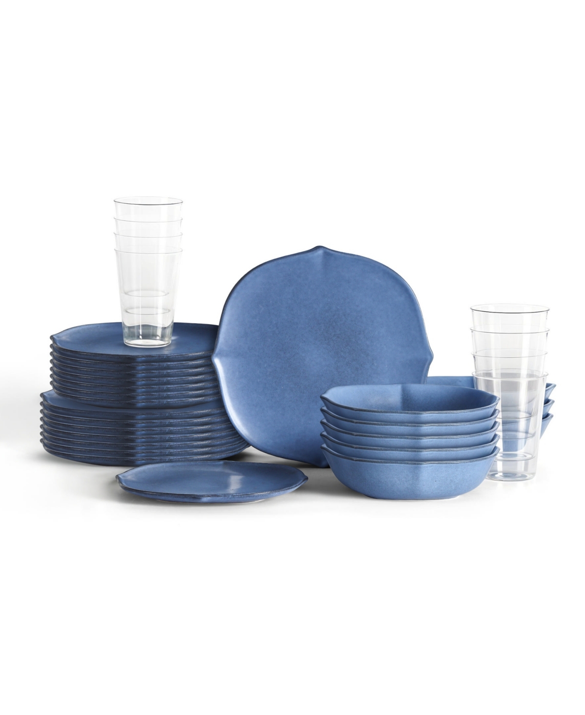 Baskerville 32 Pc. Dinnerware & Glassware Set, Service for 8 - Light Blue