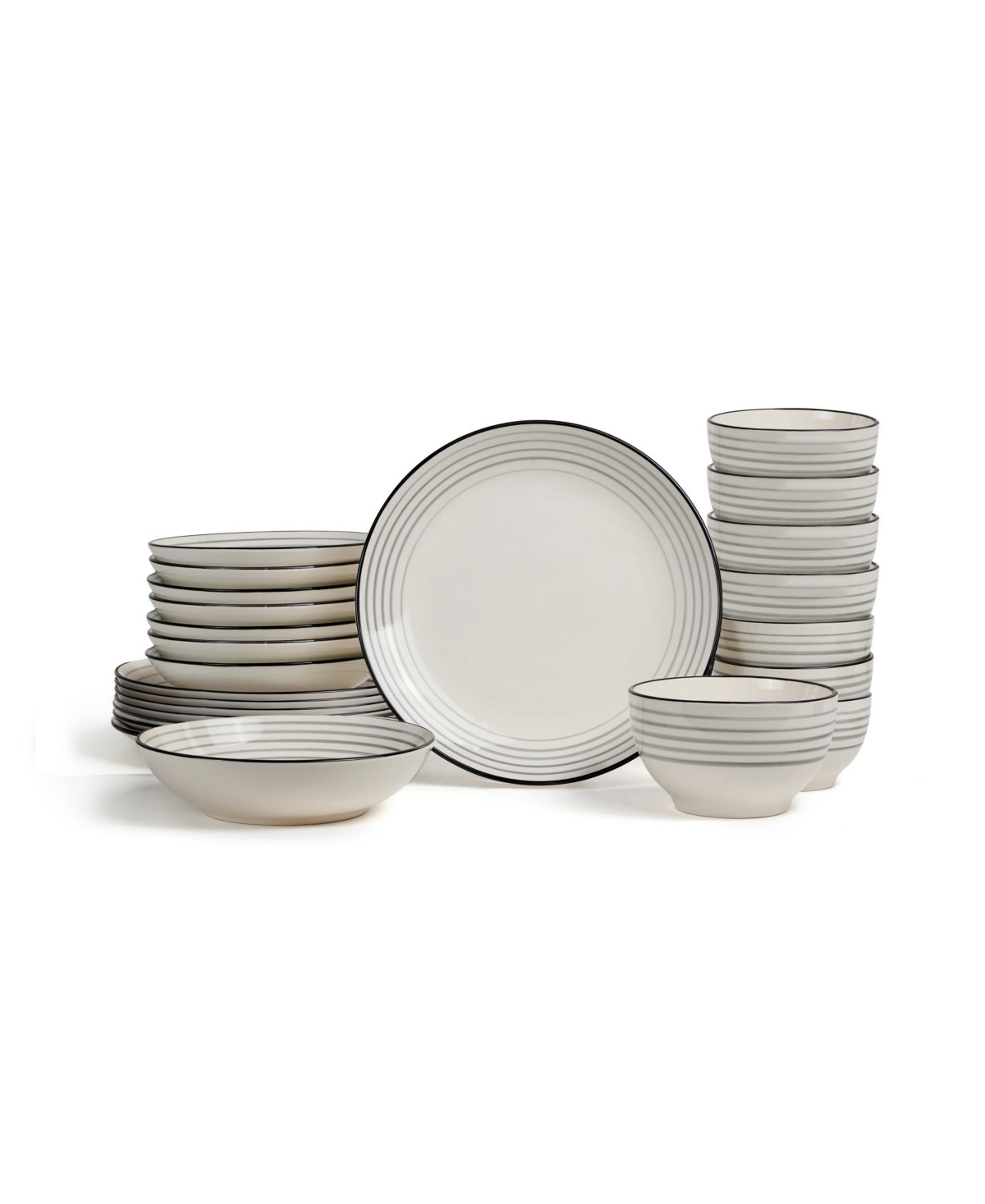 Zeke 24 Pc. Dinnerware Set, Service for 8 - Gray