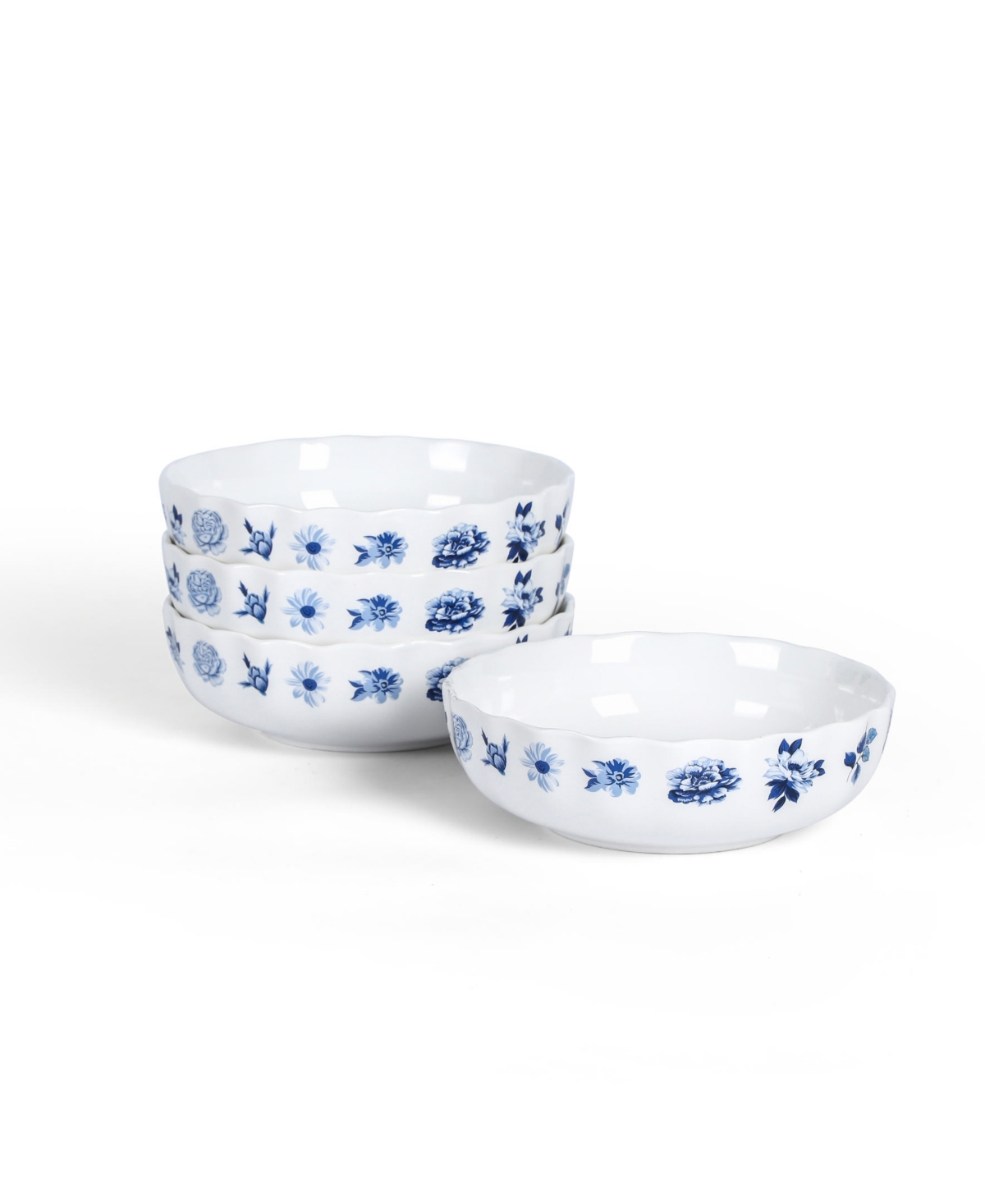 Fiore Cereal Bowls, Set of 4 - Blue