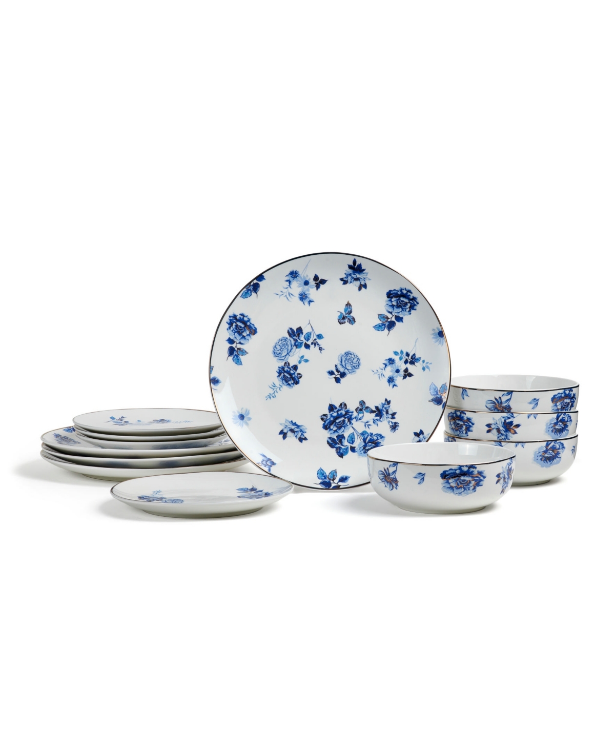 Viola 12 Pc. Dinnerware Set, Service for 4 - Blue