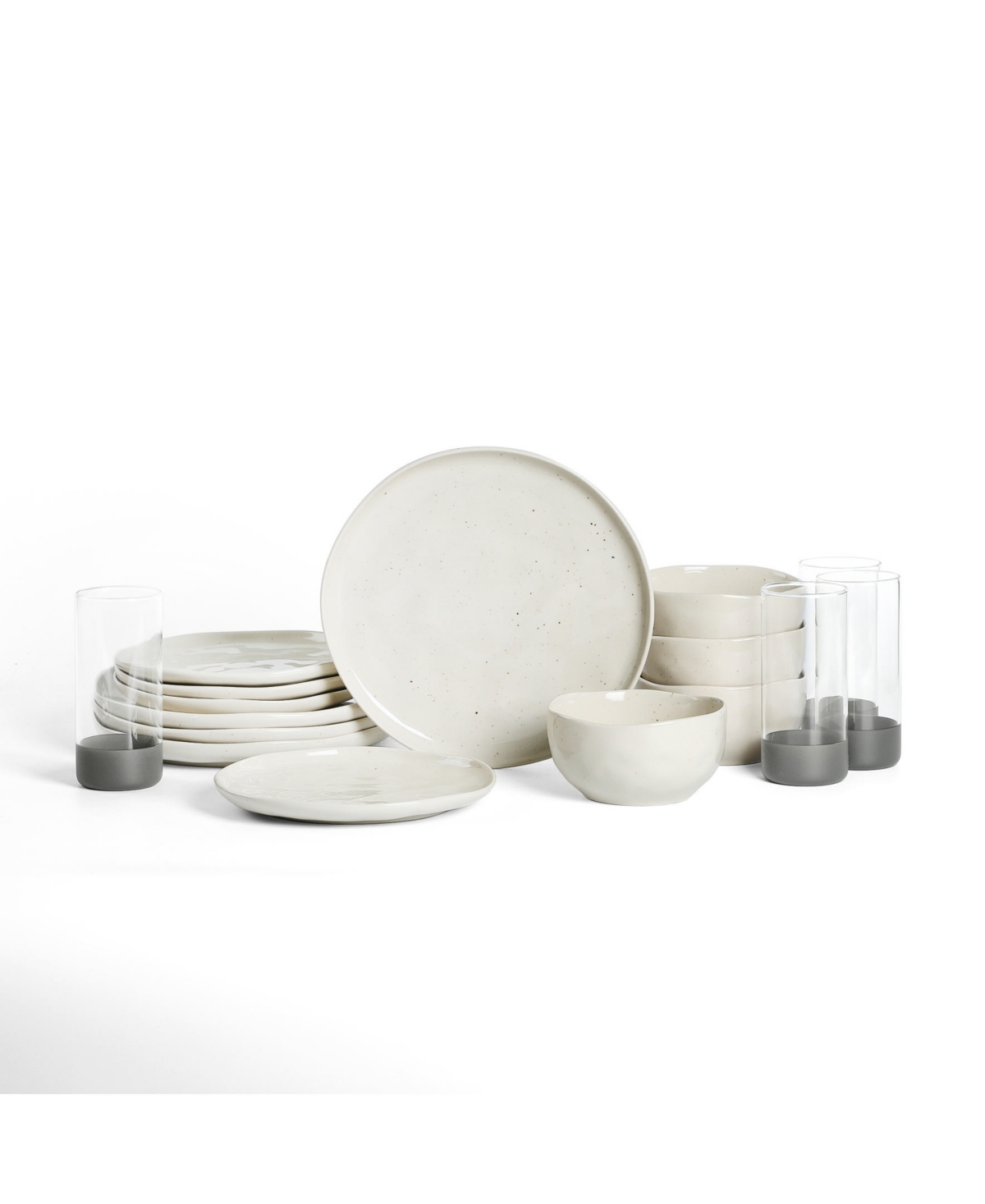 Mirella 16 Pc. Dinnerware & Glassware Set, Service for 4 - Beige