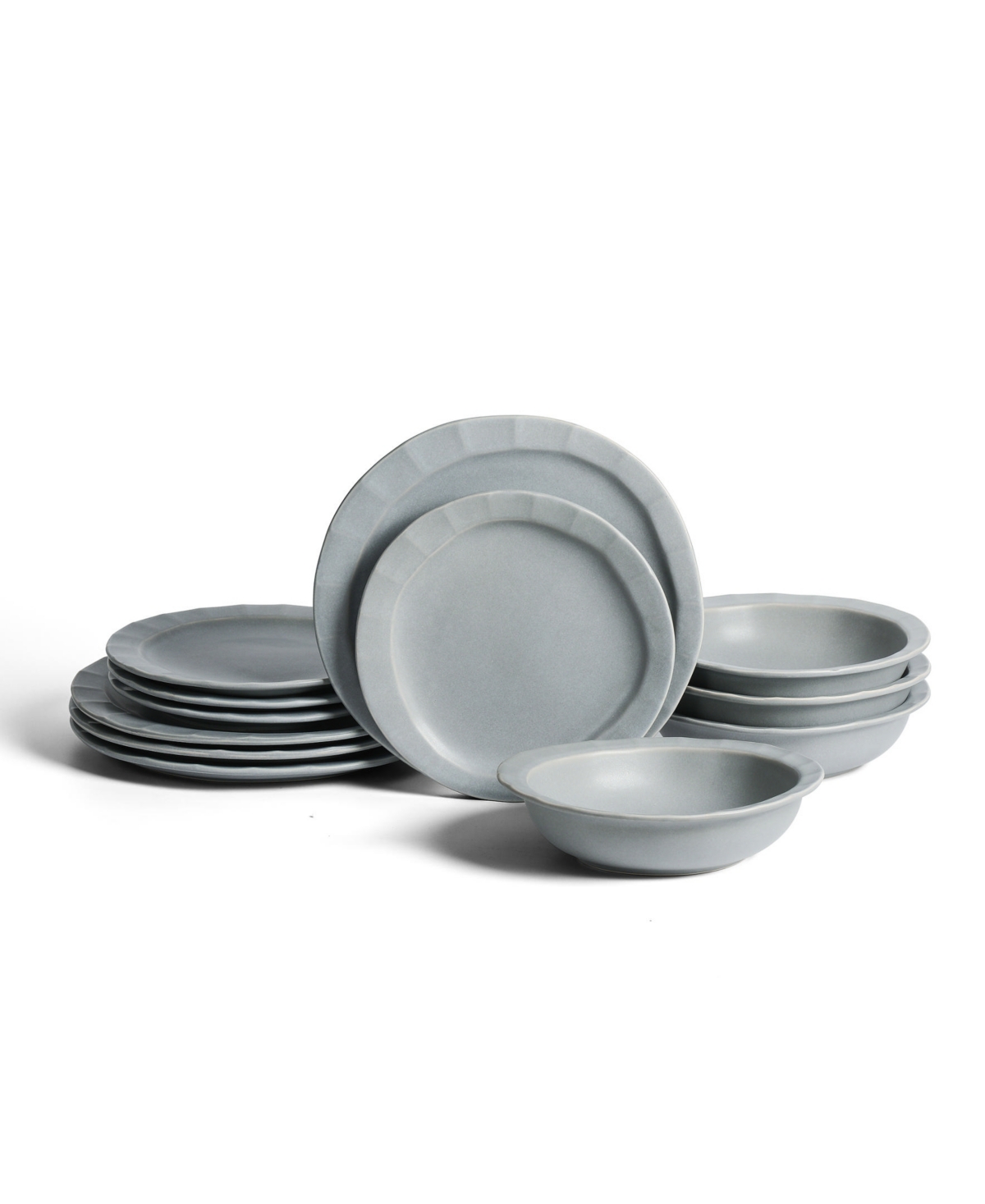 Oasis 12 Pc. Dinnerware Set, Service for 4 - Gray, Blue
