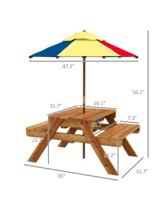 3 in 1 Kids and Water Activity Table W/ Foldable Umbrella
