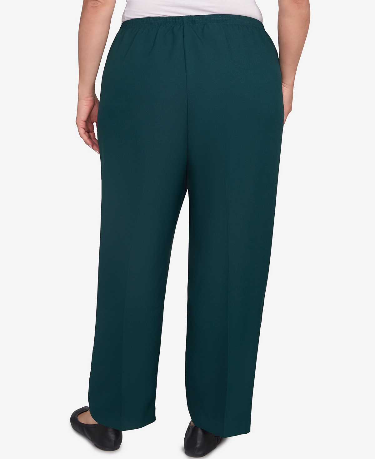 Alfred Dunner Plus Size Classic Poly Accord Medium Length Pants In Green