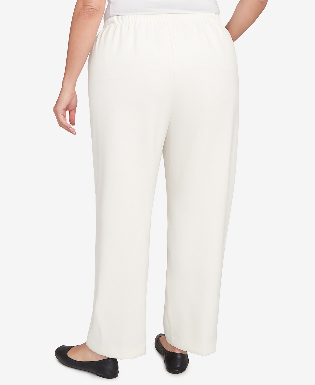 Alfred Dunner Plus Size Classic Poly Accord Short Length Pants In White