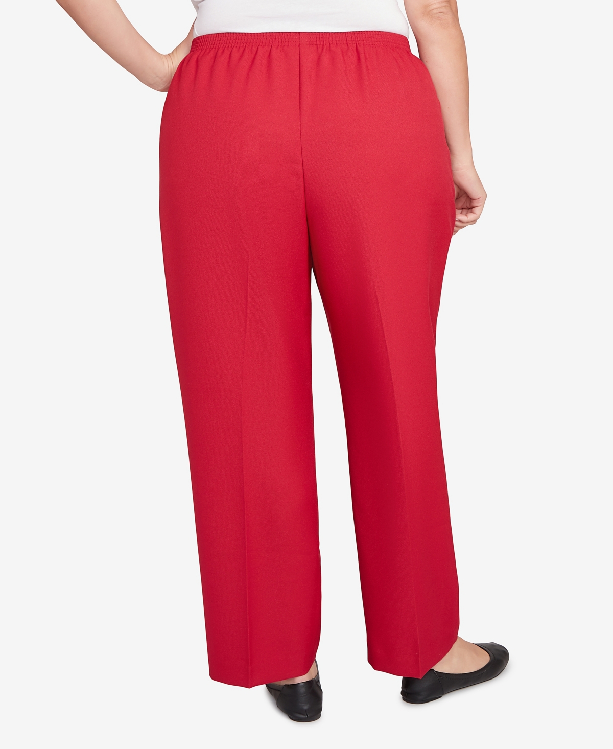 Alfred Dunner Plus Size Classic Poly Accord Short Length Pants In Red
