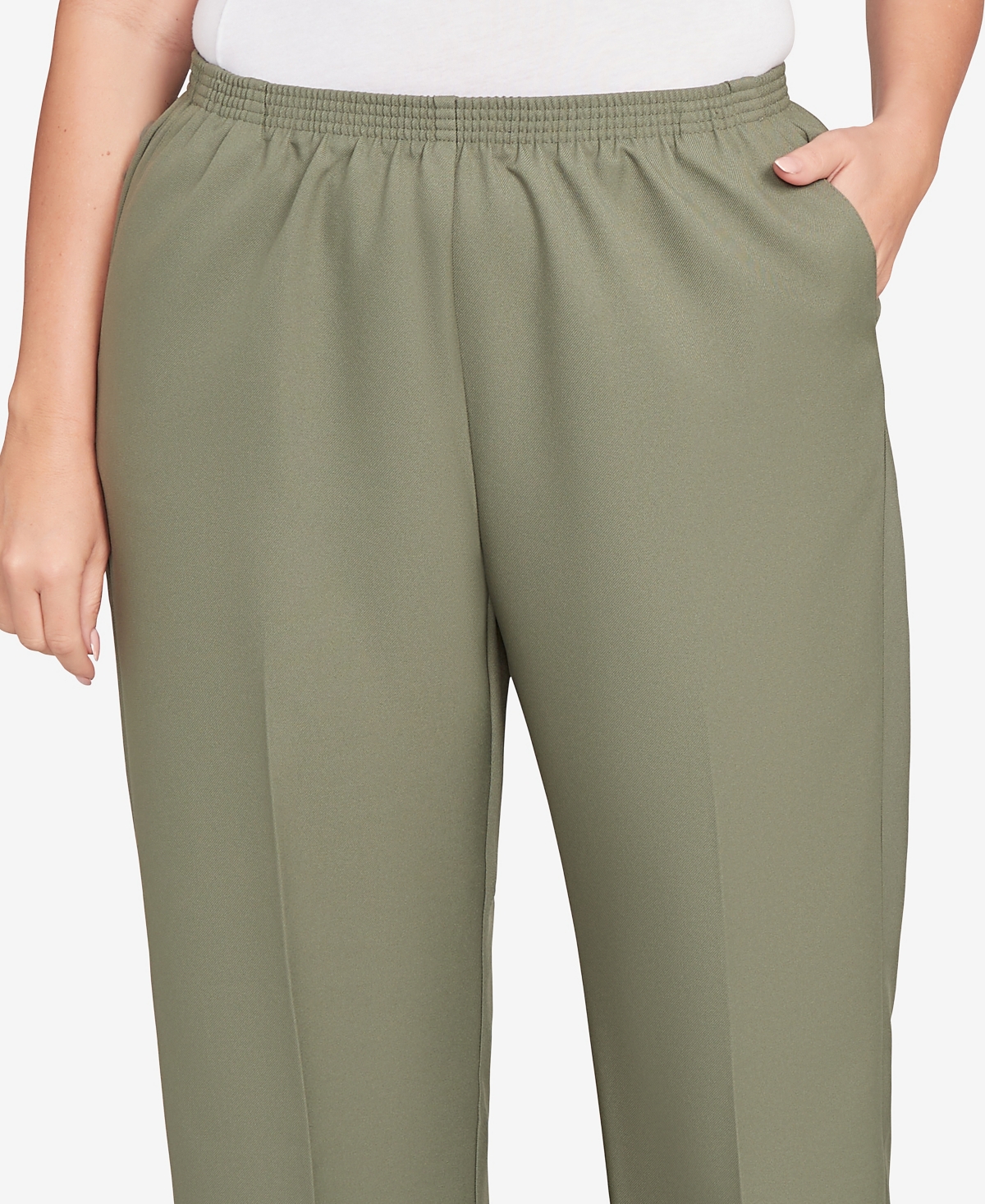 Alfred Dunner Plus Size Classic Poly Accord Medium Length Pants In Green