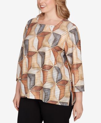 Plus Size Classic Stained Glass Square Neck Top