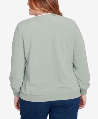 Plus Size Classic Embellished Neckline Anti-Pill Sweater