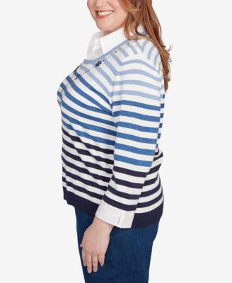 Plus Size Classic Ombre Stripe Two In One Sweater