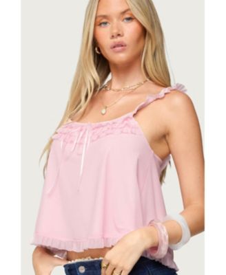 Women's Ruffle Mesh Babydoll Tank Top