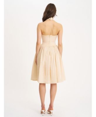 Women's Idella Yellow Gingham U Neck Midi Dress