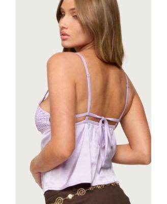 Women's Blanca Satin Effect Lace Trim Tank Top