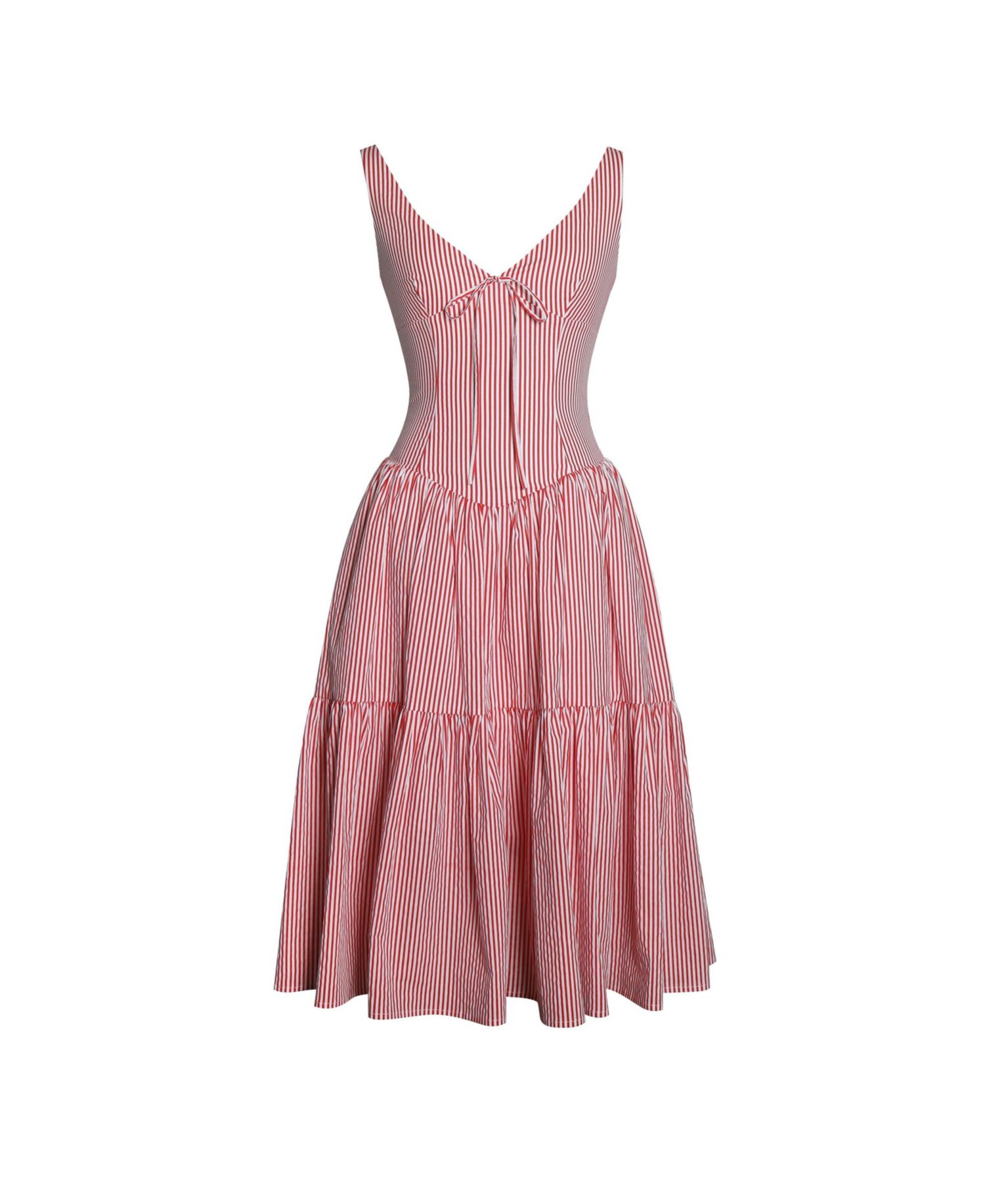 Women's Oceana Red Candy Stripe Drop Waist Midi Dress